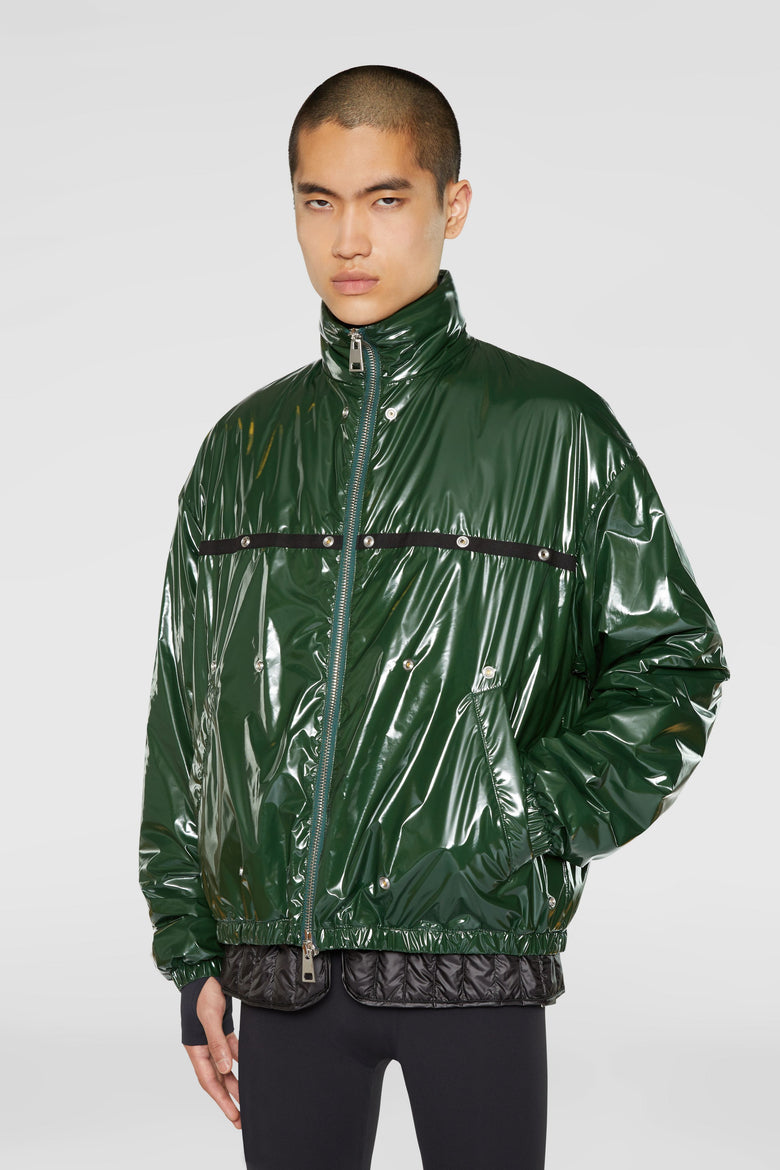 Padded jacket with detachable hood and pockets