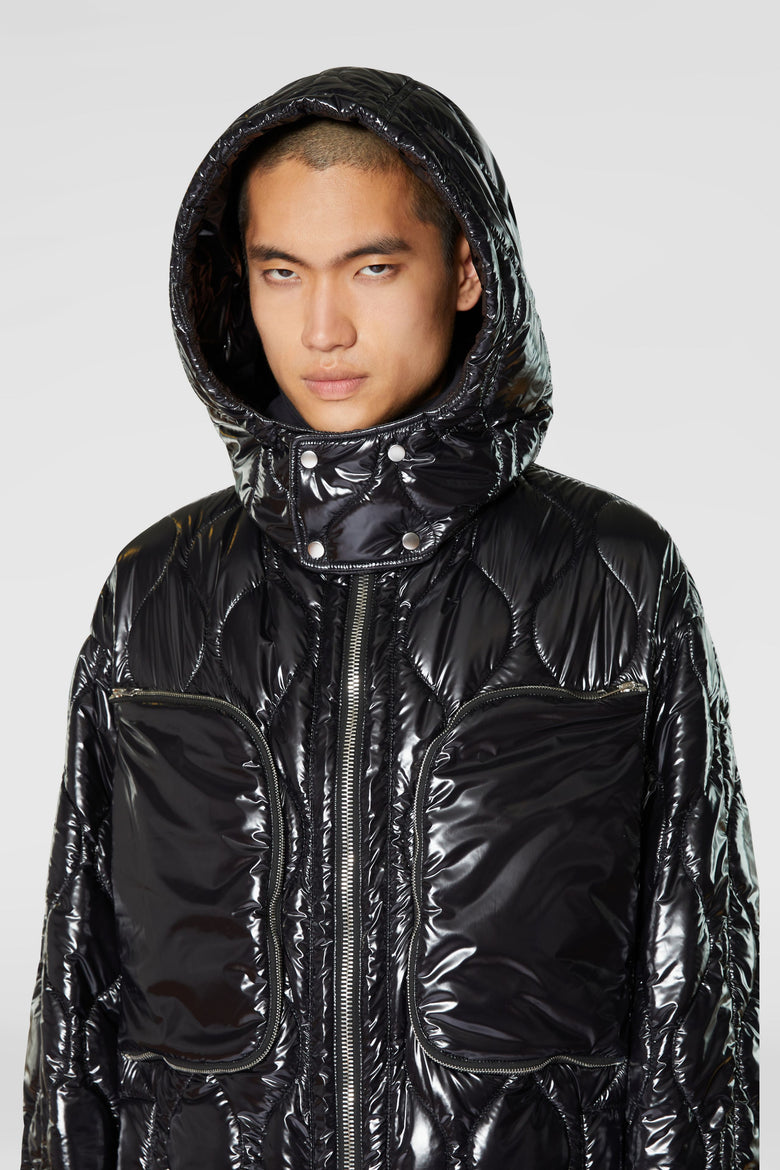 Padded coat with detachable hood