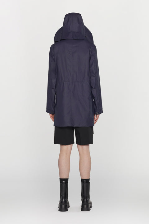Waterproof natural fibre parka with removable hood