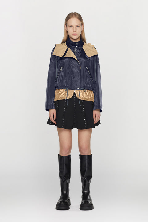 Hooded water-repellent nylon jacket