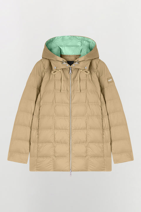 Ultralight technical fabric coat withduck down filling