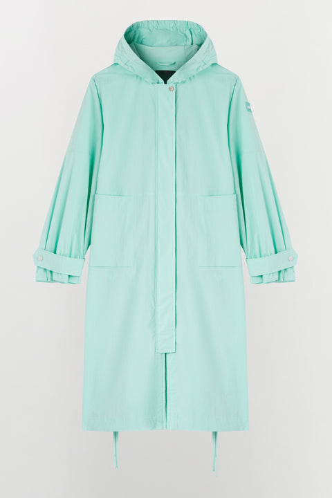 Water-repellent cotton blend parka with hood