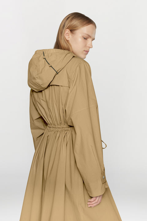 Water-repellent cotton blend parka with hood